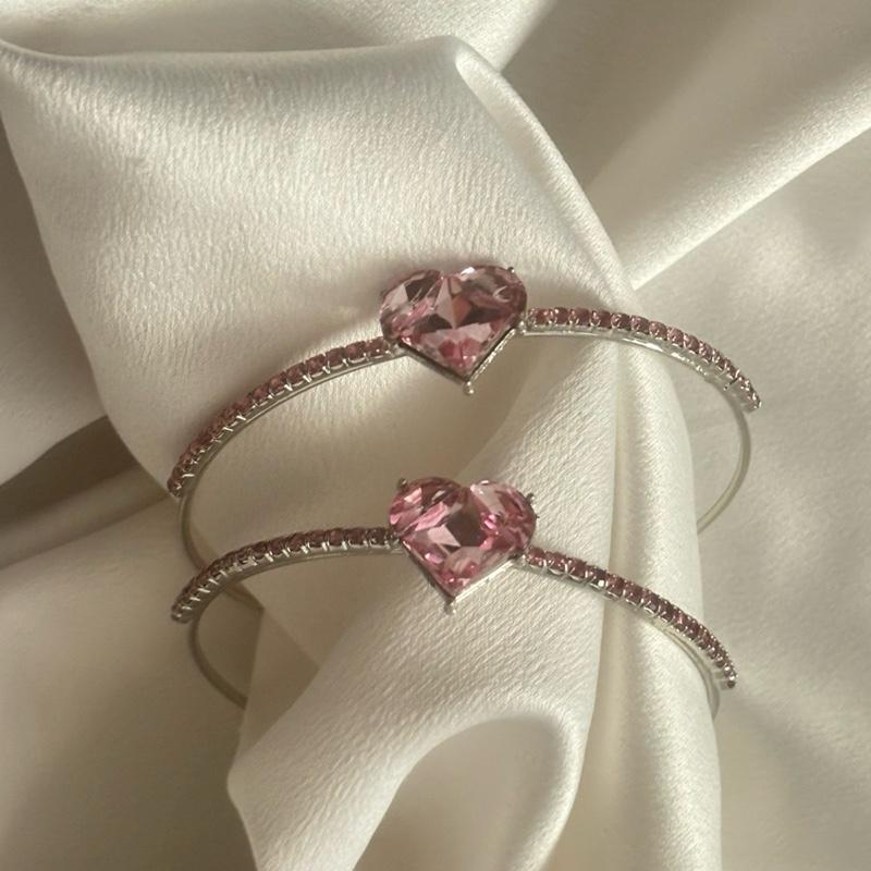 Silver heart bangles - small size